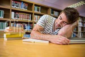 Student asleep in the library