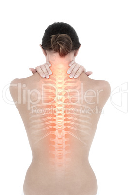 Highlighted back pain of woman