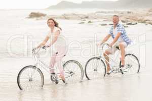 Casual couple on a bike ride