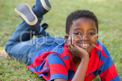 Happy little boy in the park