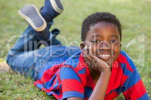 Happy little boy in the park