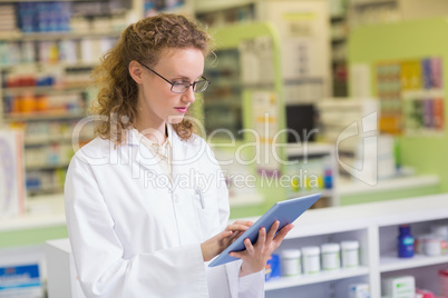 Pharmacist using tablet pc