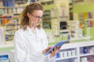 Pharmacist using tablet pc