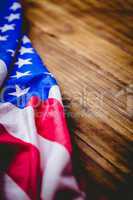 American flag on wooden table