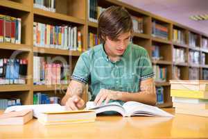 Student sitting in library reading