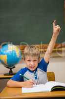 Pupils raising hand in classroom