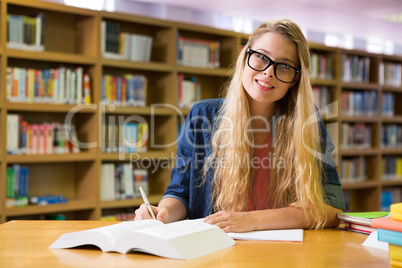 Student studying in the library