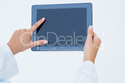 Doctor using tablet pc