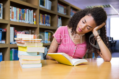 Pretty student studying in the library