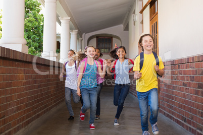 Cute pupils running down the hall