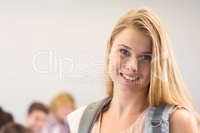 Close up portrait of smiling female student