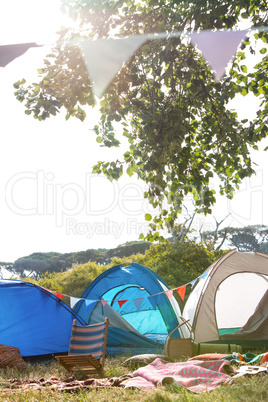 Empty campsite at music festival