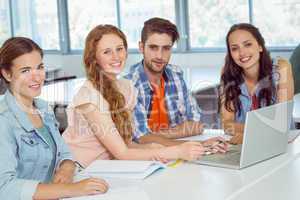 Fashion students looking at camera