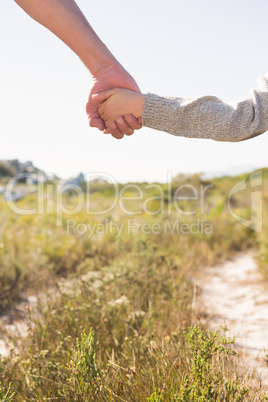 Father and son in the countryside