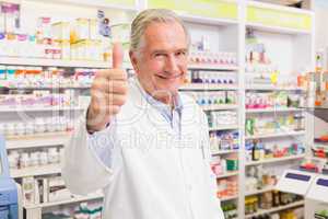Positive pharmacist with thumb up