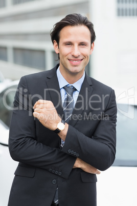 Businessman smiling at camera