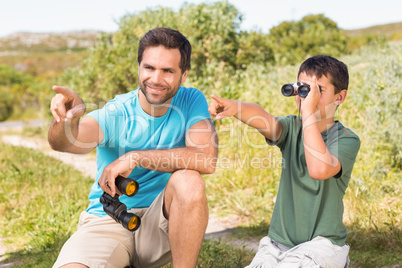 Father and son in the countryside