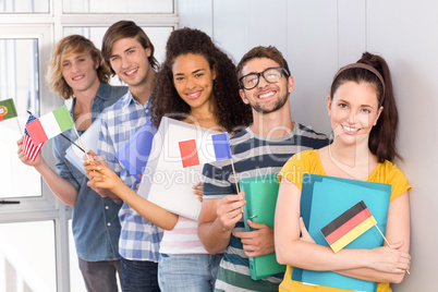 College students holding flags