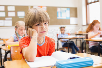 Concentrate pupils sitting at his desk