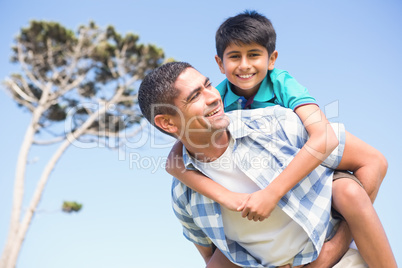 Father and son in the countryside