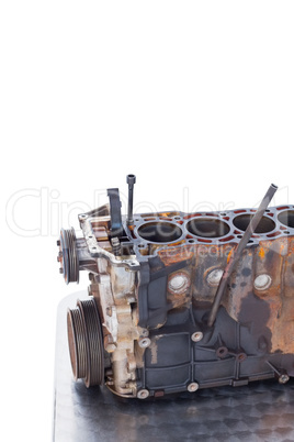 Close-up of old car engine