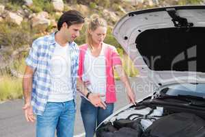 Couple after a car breakdown