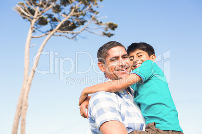 Father and son in the countryside