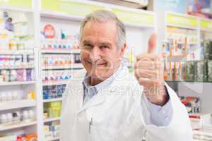 Positive pharmacist with thumb up