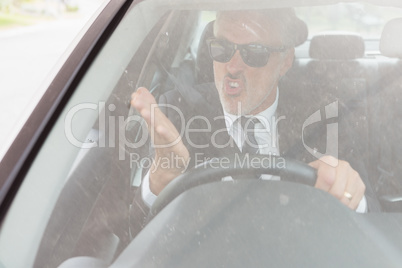 Nervous man sitting at the wheel