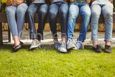 Low section of children in row at park