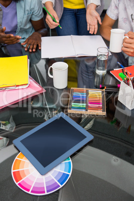 Colour samples and digitizer on desk