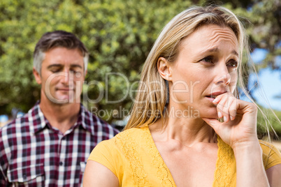 Couple having an argument in the park