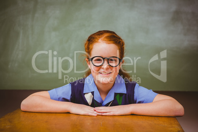 Cute little girl smiling in classroom