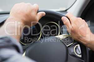 Close up of man holding his wheel