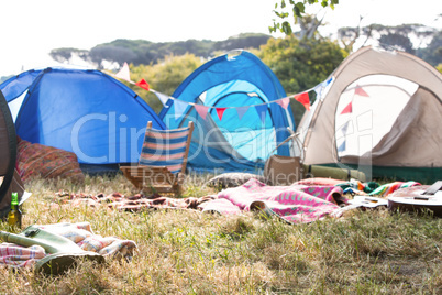 Empty campsite at music festival