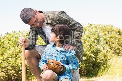 Father and son in the countryside