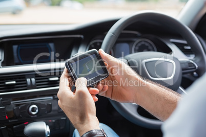 Man using satellite navigation system