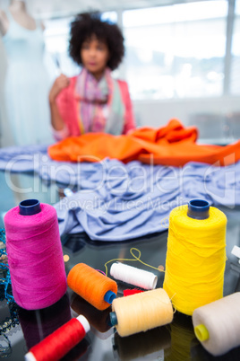 Close up of fashion designers table