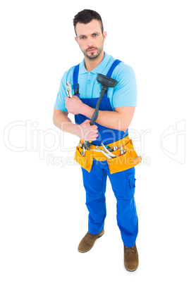 Plumber with plunger and tool belt
