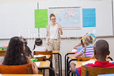 Angry teacher looking pupil