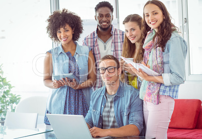 Fashion students smiling at camera