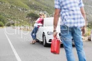 Couple after a car breakdown