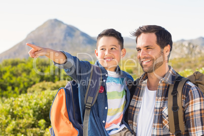 Father and son on a hike together