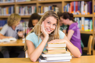 Portrait of female student in library