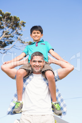 Father and son in the countryside