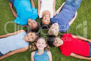 Happy friends playing in the park