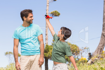 Father and son in the countryside