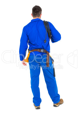 Electrician holding wire cables
