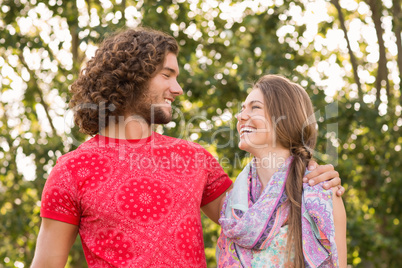 Friends smiling in the park