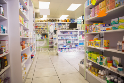 Close up of shelves of drugs